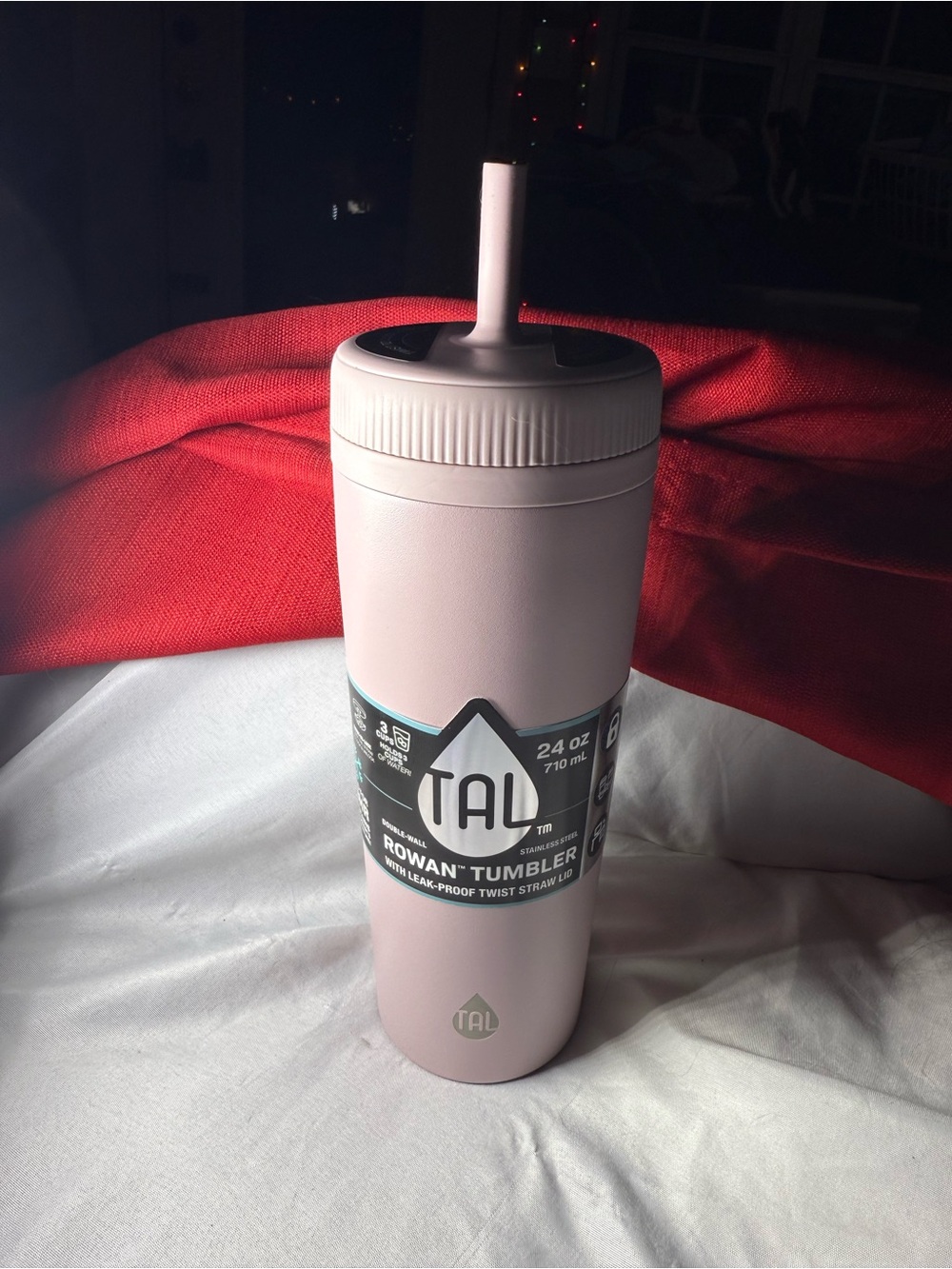 TAL Rowan 24 oz Pink Tumbler with Straw